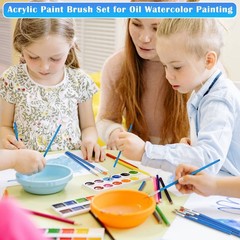Small Paint Brushes Bulk, Anezus 50 Pcs Flat Tip Paint Brushes with Round Acr…