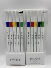 2-Pack UNI EMOTT Ever Fine Vivid Colors 5 Pen Set (10 Pens Total), 0.4mm