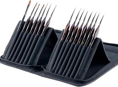 Transon Artist Detail Paint Brushes with Case 15pces for 15 PCS, Dark Brown