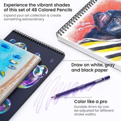 COLORED PENCILS for Drawing Art Sketching Shading Coloring 48 Colors ARTEZA