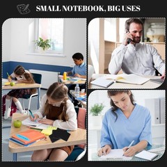 8 Pack Small Note Pads, 3 x 5 Spiral Notepads Mini Notebook 60 Sheets/120 Black