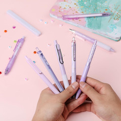 – Gel Pen Set, 12 Pack, Pastel Purple Barrels, 1 X Aesthetic Highlighter, 0.5Mm
