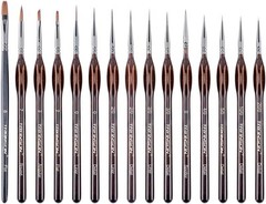 Transon Artist Detail Paint Brushes with Case 15pces for 15 PCS, Dark Brown