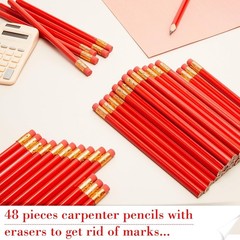 48 Pcs Jumbo round Pencil, Wooden Pencil with Black Core for Carpenters Construc