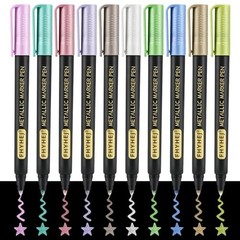 Metallic Marker Pens, 10 Colors Acrylic Paint Markers, 2.0mm Medium Tip,