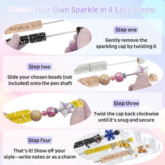 48 Pcs DIY Diamond Beadable Pen Kit – 16 Plastic Rhinestone Beaded Pens Bulk wit