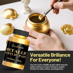 Acrylic Metallic Paint, 3 Colors 24k Gold & Bright Gold & Silver 31.75oz(900g…