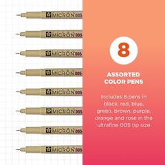 SAKURA Pigma Micron 005 8 Color Set Water Based Pigment for Illustration Hol…
