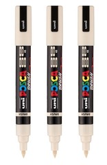 3 Pack Uni PC-5BR Water Based Paint Markers Reversible Brush Tip Beige