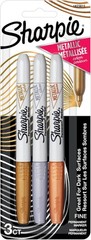 Sharpie Metallic Permanent Markers, 3 3 Count (Pack of 1), Gold+Silver+Bronze