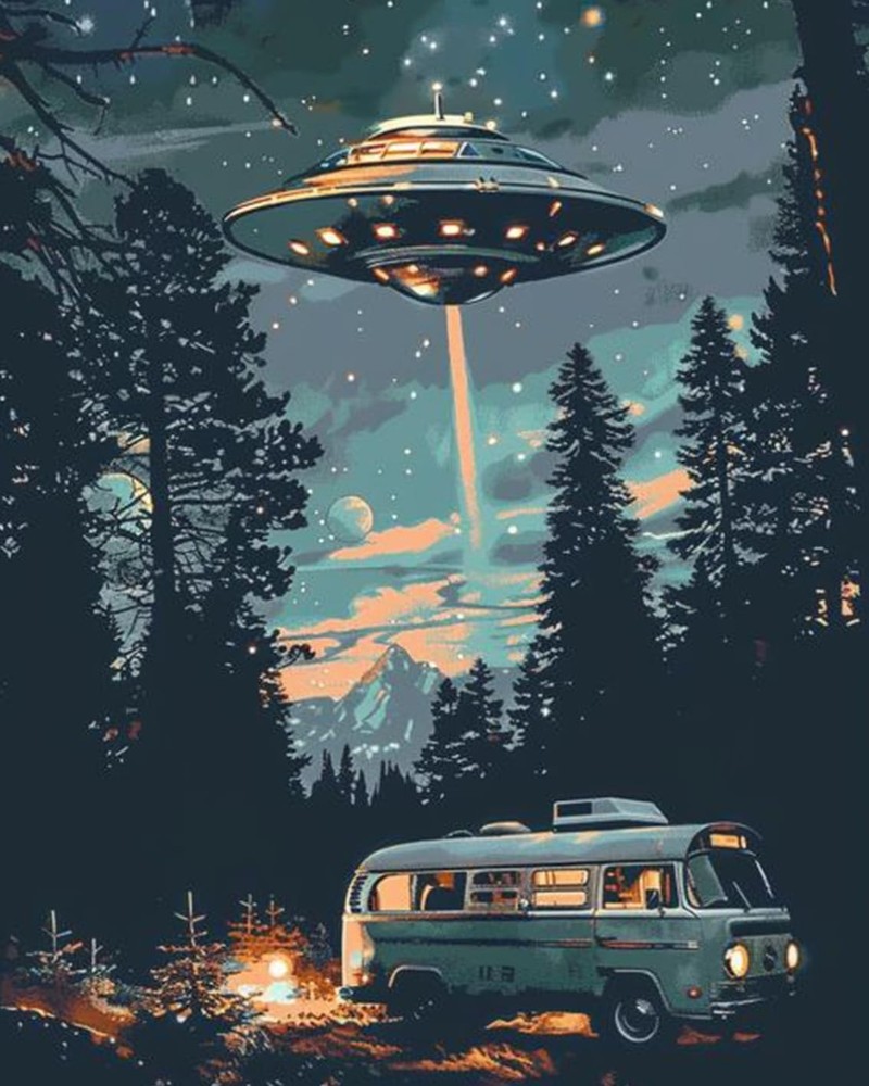 Starry UFO Paint by Numbers Kit for Adults 16×20 Cosmic Night Art