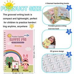 4 Pack Magic Practice Copybook Reusable Calligraphy Number Tracing Book for Kids