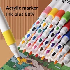 Set of 12-80 acrylic paints, markers for drawing on stones and ceramics.