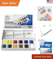 Cotman Watercolor Paint Set, Sketchers’ Pocket Set, 12 Half Pan w/ Brush