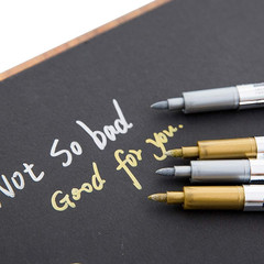 Metallic Marker Pens, 6-Pack Metallic Gold Silver Permanent Markers, Fine Point