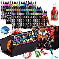 60 Color Brush Tip Acrylic Paint Markers Water Based Art Craft Pens Set