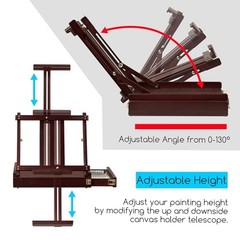 Studio Sketchbox Table Easel with Metal Lined Drawer – Adjustable Deep Walnut