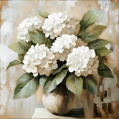 Hydrangea Paint by Numbers Kit for Adults,White Hydrangea Oil Painting Kit Ad…
