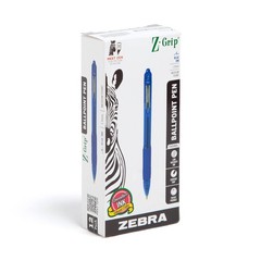 Zebra Z-Grip Retractable Ballpoint Pen Medium 1.0mm Blue Ink 12-Count (22220)