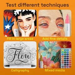 ARTISTRO 24 Acrylic Paint Markers – Paint Pens for Drawing, Brush + Fine Tips –