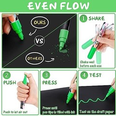 Liquid Erasable Chalk Markers Pens – 12 Colors Washable & Wet Erase Neon Makers