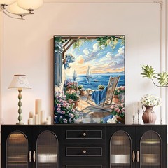 Landscape Paint by Numbers Kit for Adults, Beach Paint by Number for Adults, Be