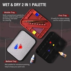 Wet Pallet for Painting Miniatures – Golden Maple 2 in 1 17x23cm, Red+black