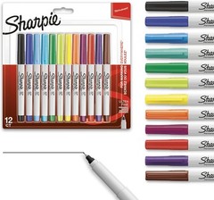 Sharpie Permanent Markers Ultra Fine Point 12 Count (Pack of 1), Assorted