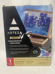 Arteza Wood Desktop Easel Premium Holds 9″x12″ drawer wooden palette beach wood