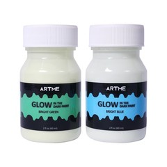 Glow in The Dark Paint Set of Green and Blue Colors (60ml/2oz each) Acrylic P…