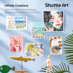 Shuttle Art 58 Pack Watercolor Paint Set, 11 Piece 48 Colors +10 Brushes