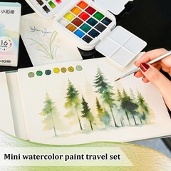 Mini Travel Paint Set – Small Pocket Water Colors Paint Set with 16 Colors, S…