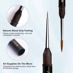 Fine Tip Round Sable Hair Brushes for Watercolor, Acrylic, Gouache, Oil Paint…