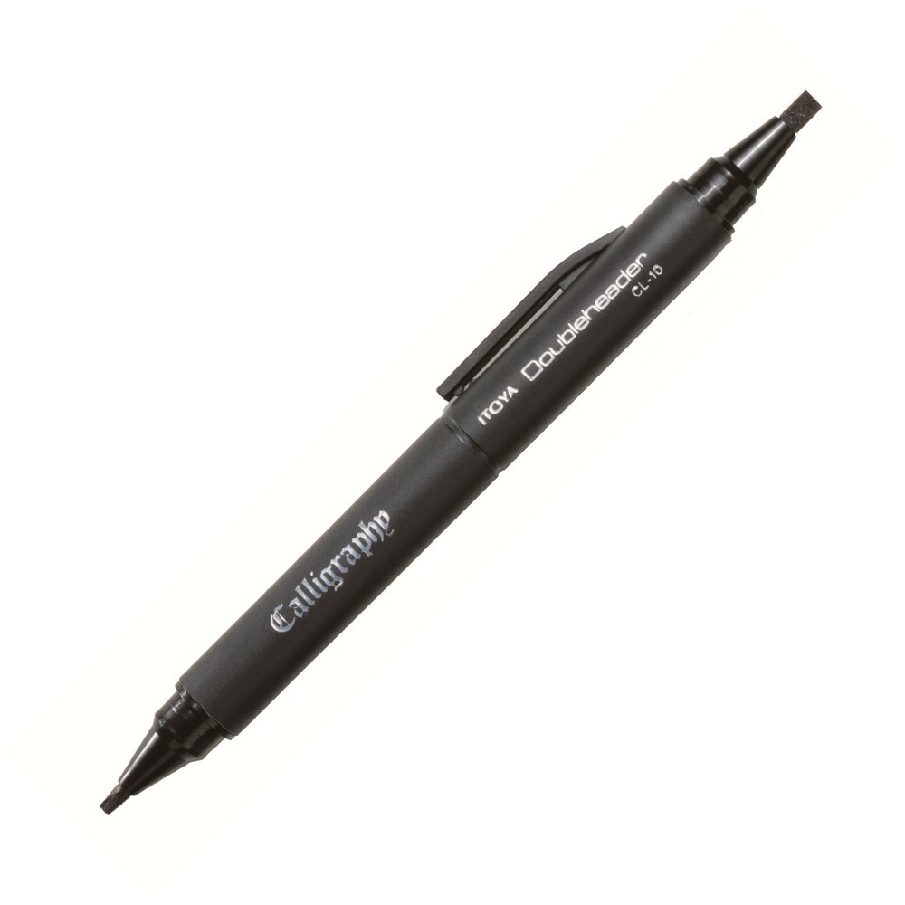 CL10BK Itoya Doubleheader Calligraphy Marker, 1.5mm/3.0mm Chisel, Black, 25 Each
