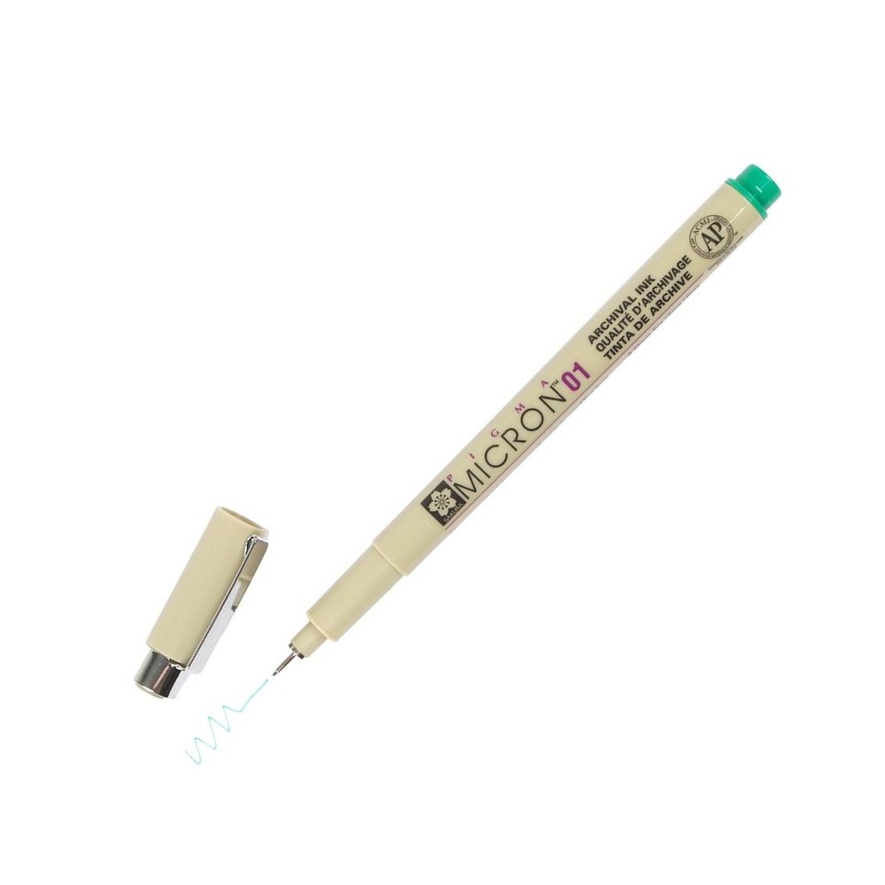 XSDK01-29 Sakura Pigma Micron 01 Marker Pen, 0.25mm Tip, Green, Box of 12