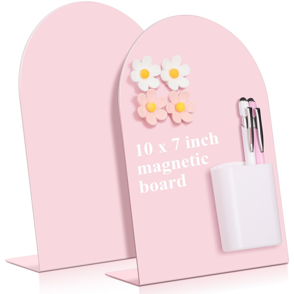 2 Pcs Magnetic Bulletin Board for Tabletops with 8 Flower Magnets 2 Magnetic …