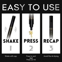 3Pcs Liquid Gold Paint Markers, Oil-based Permanent Chrome Maker, Gloss Mirro…