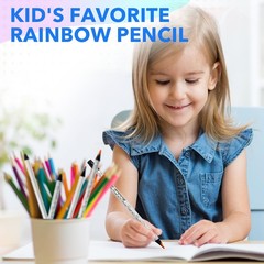30 Rainbow Colored Pencils, 4 Colors in 1, Multicolor, Glitter Art Supplies