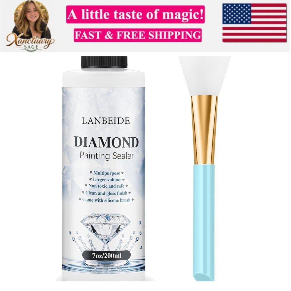 200ML Diamond Painting Sealer with Silicone Brush, Updated 5D Diamond Paintin…