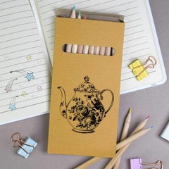 12 x ‘Vintage Floral Teapot’ Long Colour Pencils (PE00077983)