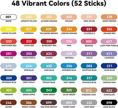 Professional Oil Pastels, 48 Vibrant Colors plus 4 White, Set of 52, Creamy and