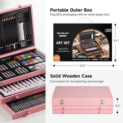 Deluxe All-in-One Wooden Art Set Kids Creative Drawing Painting Supplies New