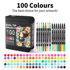 TOSHARE 100 Colors Brush & Fine Dual Tip 1 Count (Pack of 100), Multicolor