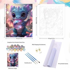 Paint by Numbers for Adults Beginner, Dragon Baby Easy Paint by Numbers Kits Ani