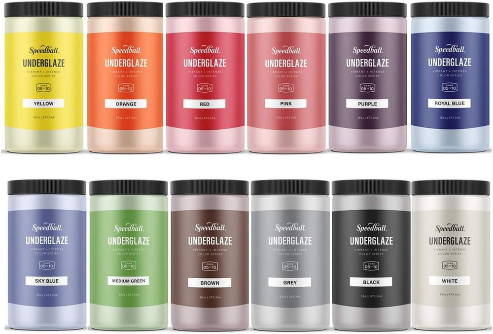001080 Underglaze Deluxe School Pack, 12-Pack, 16 Oz, Multicolor