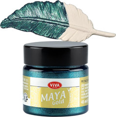 Maya Gold (Petrol) 1.52 Fl Oz – Shiny Metallic Acrylic Paint for Creative Works