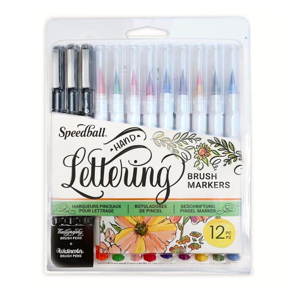 12 PCS HandLettering Brush Marker Set Professional Drawing Calligraphy Art