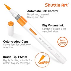 Ink Control Acrylic Paint Pens, 60 Colours Brush Tip Paint Marker Pens, Paint…