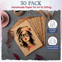 Handmade Vintage Deckle Edge Blank Paper – 5.8″ X 8.3″ (A5) – A5 Package of 50 f
