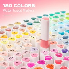 120 PCS Dual Tip Markers Set Brush Chisel Double Tipped Art Pens Water Based